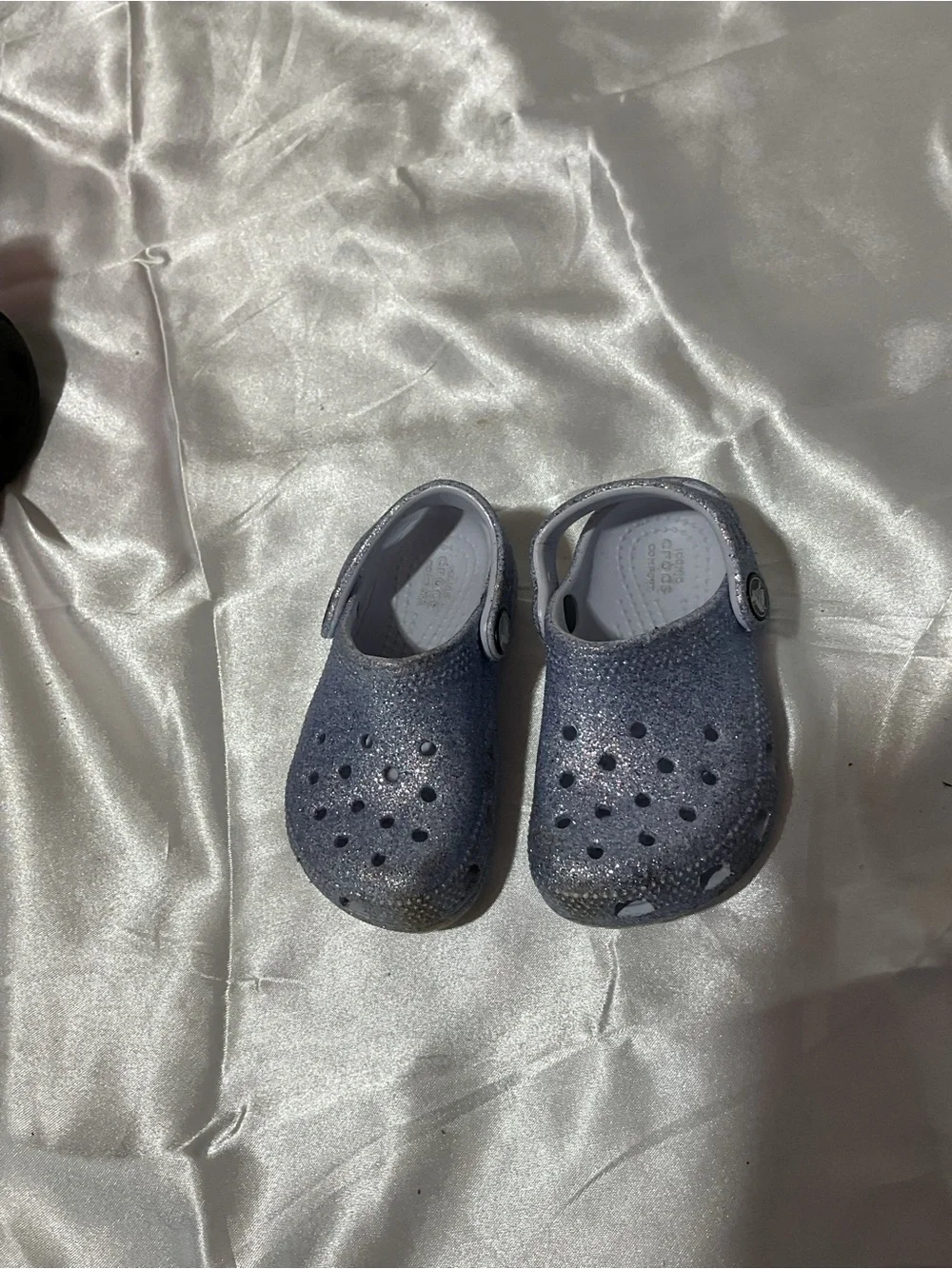 CROCS Kids' Glitter Clogs - Silver Blue